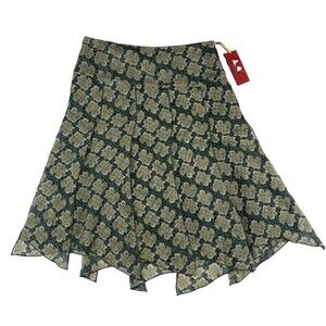 Tape Measure Silk Handkerchief Skirt Womens 8 NWT Floral Midi Asymmetrical Boho